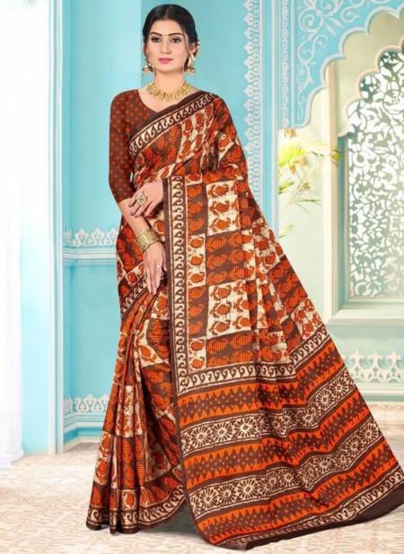 Brown Colour ALVEERA KHUSHBOO Designer Fancy Casual Wear Digital Print Tussar Satin Saree Collection 1008